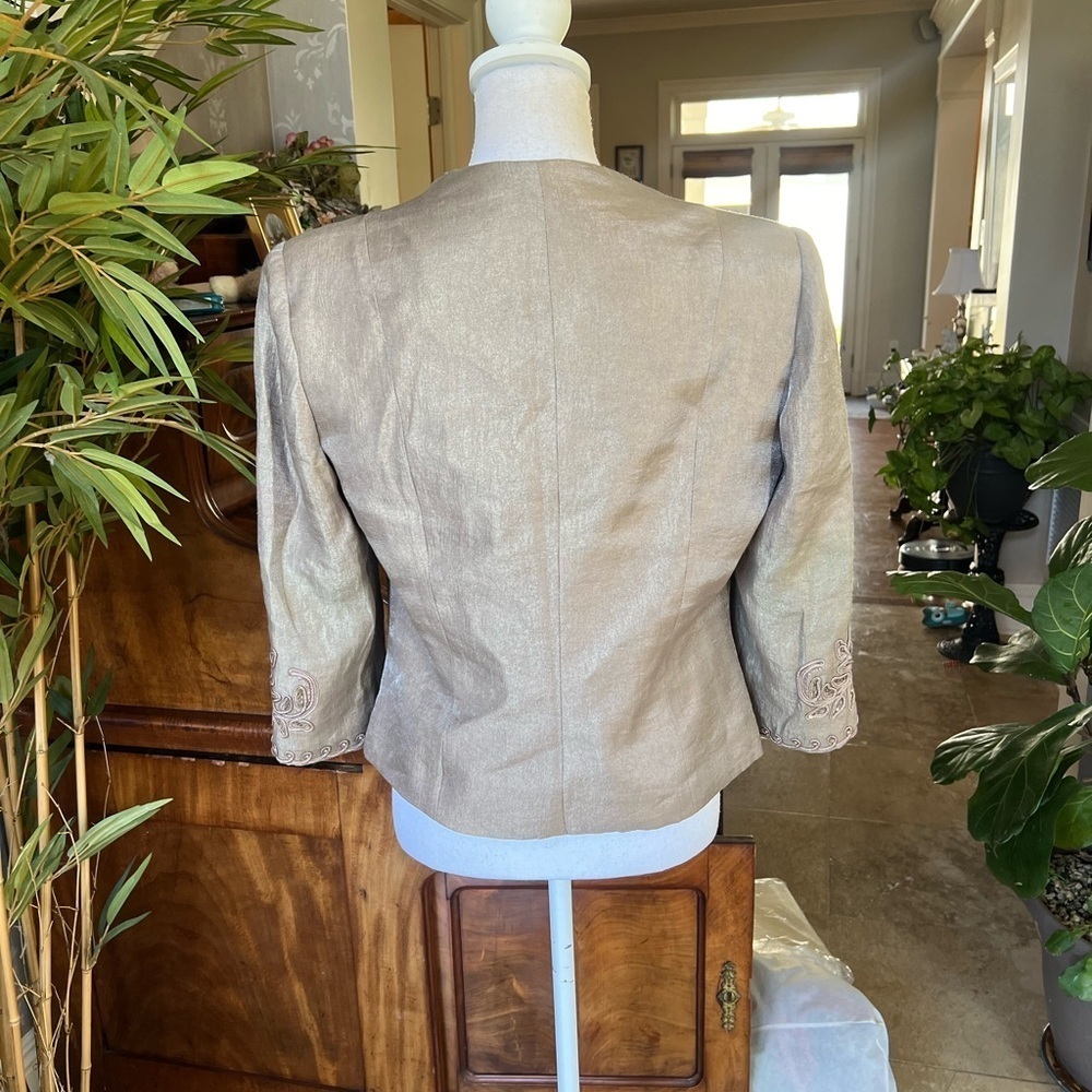 KM collections, ladies, dress jacket, size 10 decorative sleeves and front taupe - Picture 7 of 11
